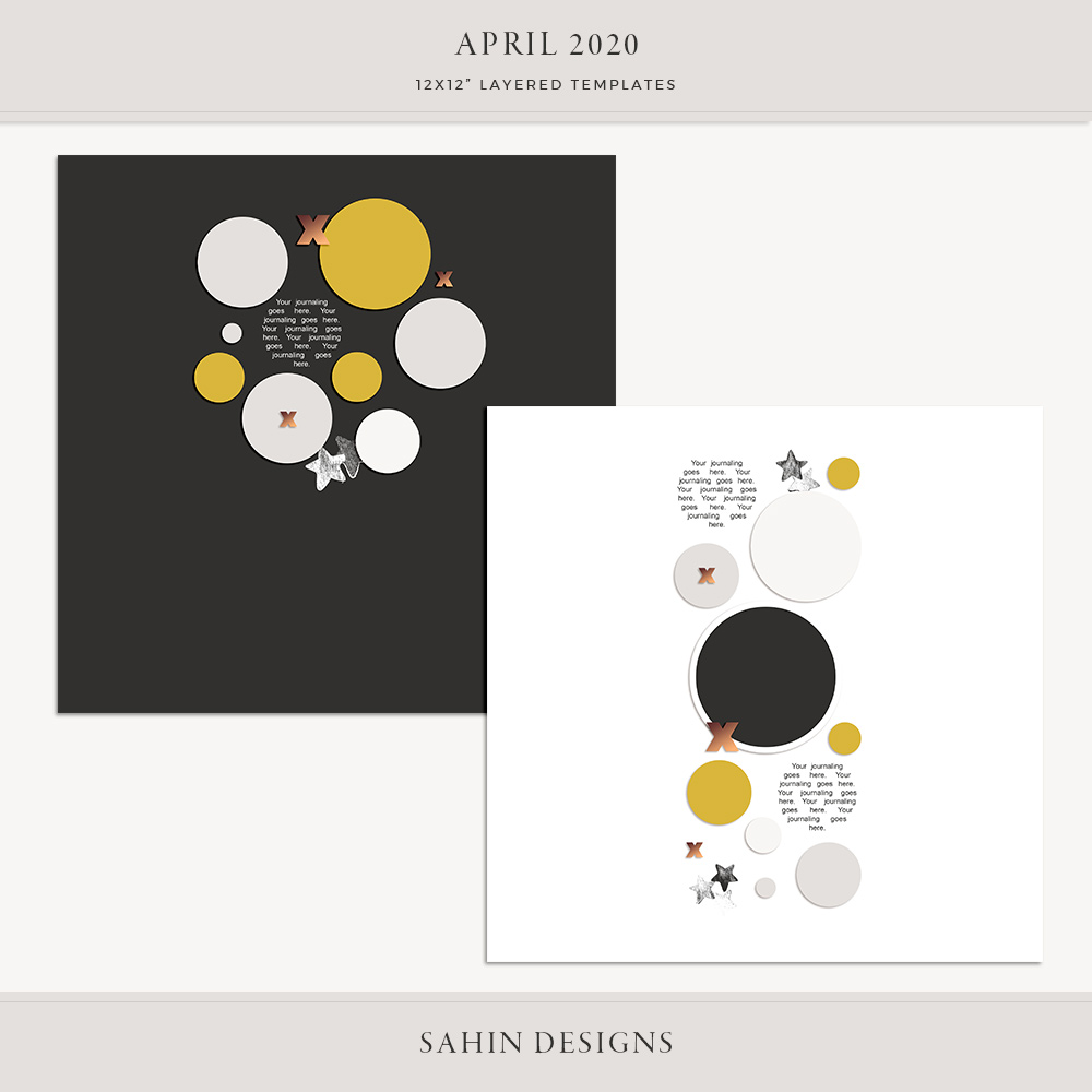 April 2020 Digital Scrapbook Layout Template/Sketch - Sahin Designs