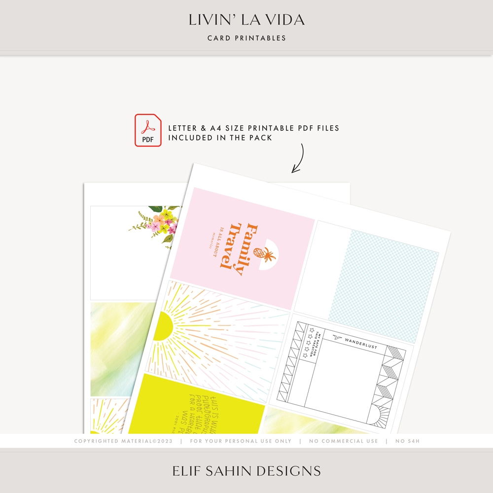 Livin' La Vida Printable Pocket Cards - Sahin Designs
