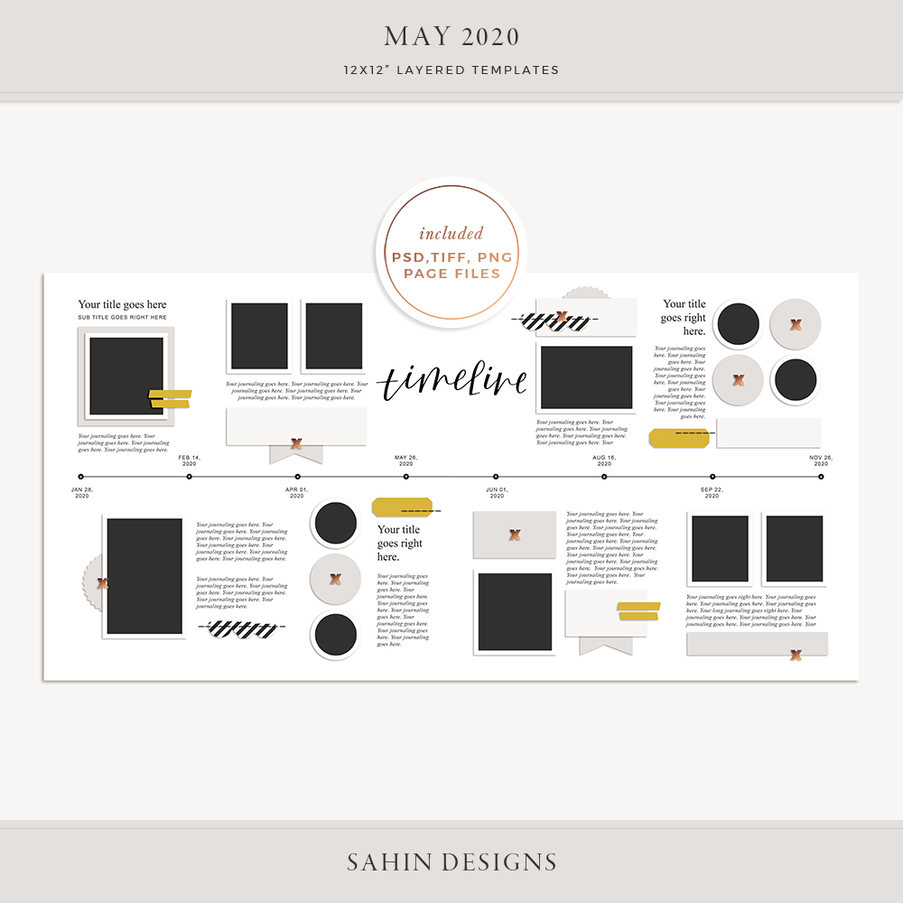 May 2020 Digital Scrapbook Layout Template/Sketch - Sahin Designs