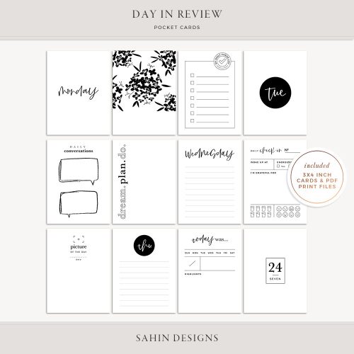 Day in Review Printable Pocket Cards - Sahin Designs