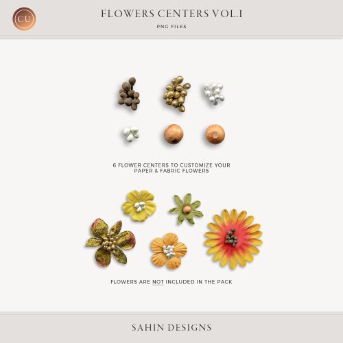 Extracted Flower Centers - Sahin Designs - CU Digital Scrapbook
