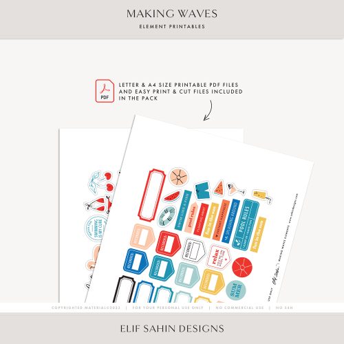 Making Waves Digital Scrapbook Elements - Sahin Designs