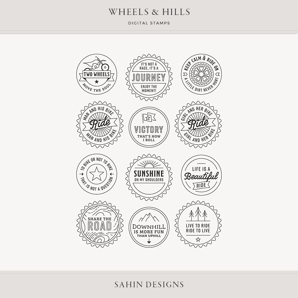 Wheels & Hills Digital Scrapbook Stamps - Sahin Designs