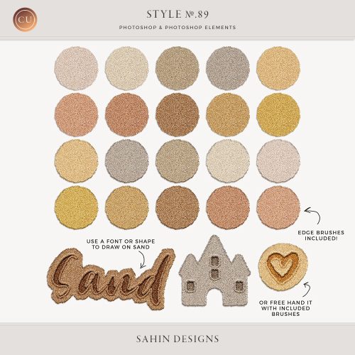 Sand Photoshop Layer Styles - Sahin Designs - CU Digital Scrapbook