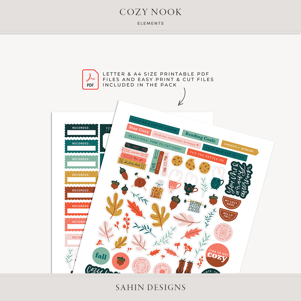 Cozy Nook Digital Scrapbook Elements - Sahin Designs