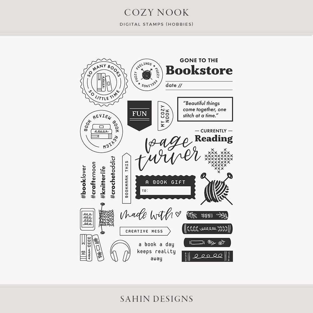 Cozy Nook Hobbies Digital Scrapbook Stamps- Sahin Designs