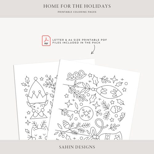 Home for the Holidays Printable Coloring Pages - Sahin Designs