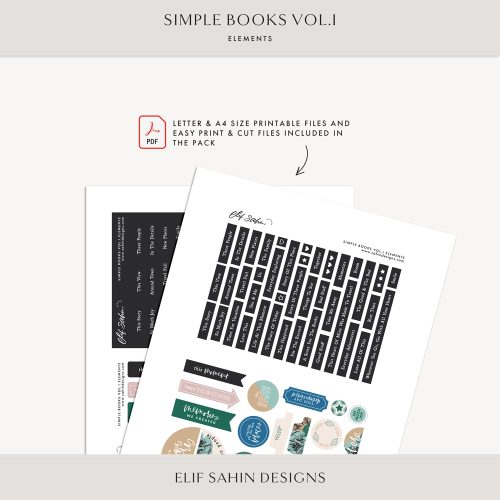 Simple Books Vol.I - Digital Scrapbook Elements - Sahin Designs