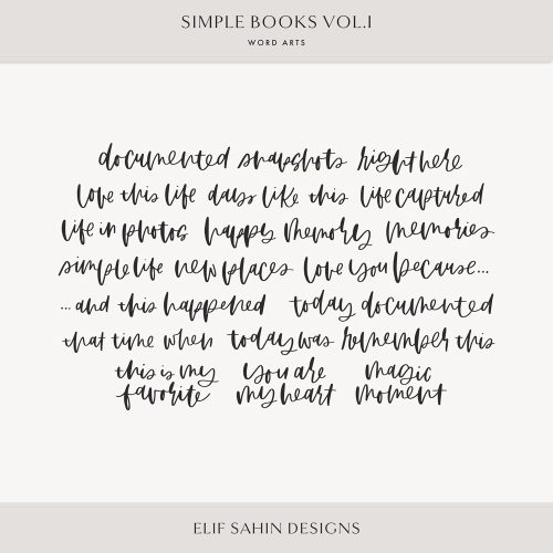 Simple Books Vol.I Digital Scrapbook Word Art - Sahin Designs