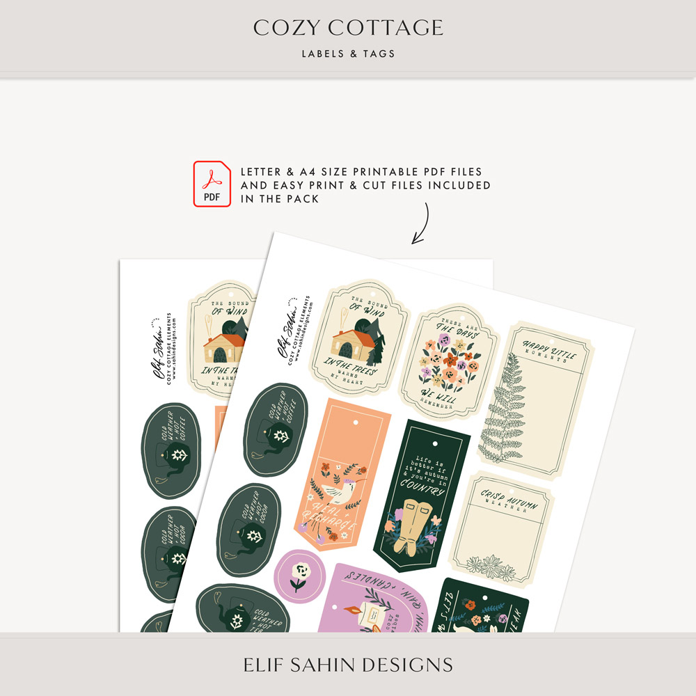 Cozy Cottage Printable Labels & Tags - Sahin Designs