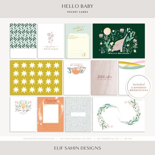 Hello Baby Printable Pocket Cards - Sahin Designs