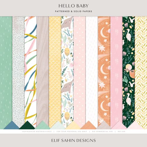 Hello Baby Digital Scrapbook Papers - Sahin Designs