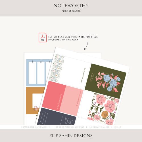 Noteworthy Printable Pocket Cards - Sahin Designs