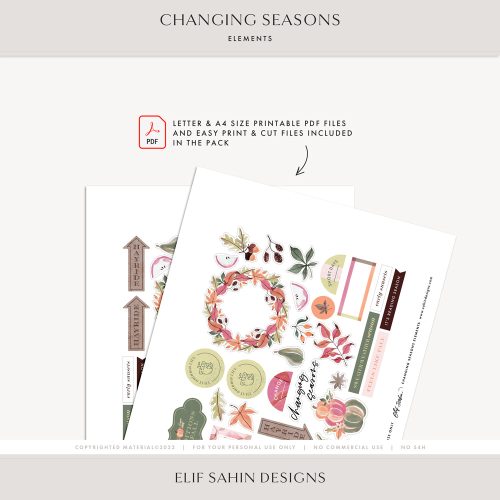 Changing Seasons Digital Scrapbook Elements - Elif Sahin Designs