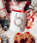 15oz. Wreath Printed Holiday Mug | Elif Sahin Designs | Joy Christmas Mug