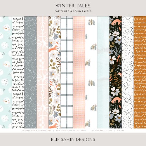 Winter Tales Digital Scrapbook Papers - Elif Sahin Designs