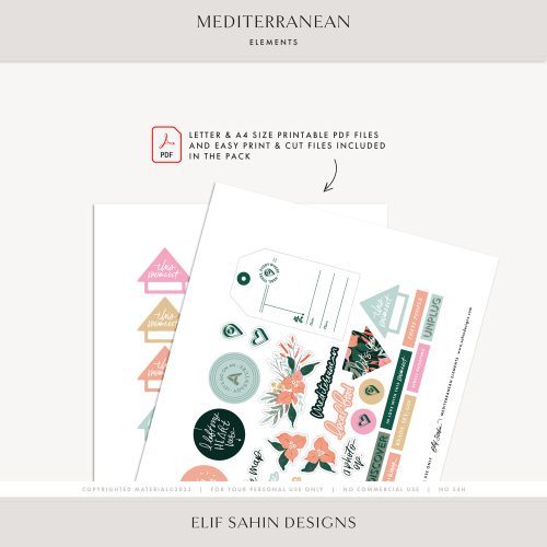 Mediterranean Digital Scrapbook Elements - Elif Sahin Designs