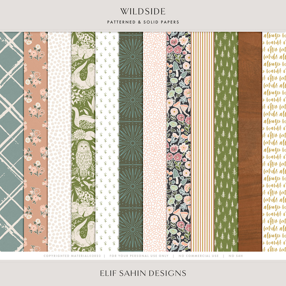 Wildside Digital Scrapbook Papers - Elif Sahin Designs