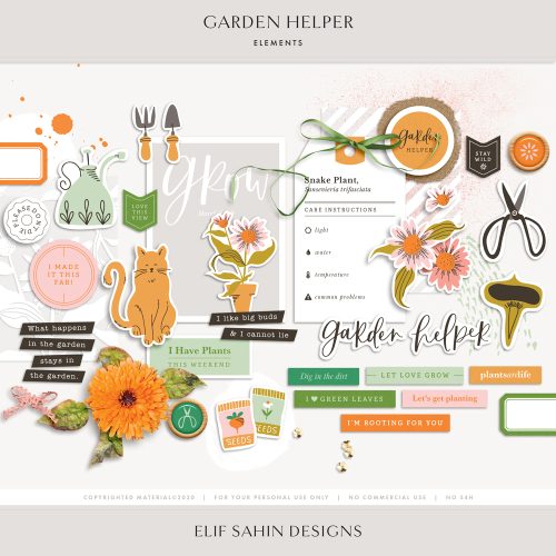 Garden Helper Digital Scrapbook Elements - Elif Sahin Designs