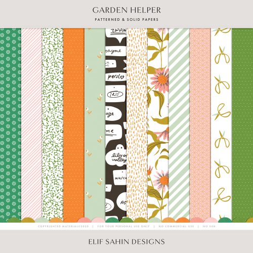 Garden Helper Digital Scrapbook Papers - Elif Sahin Designs