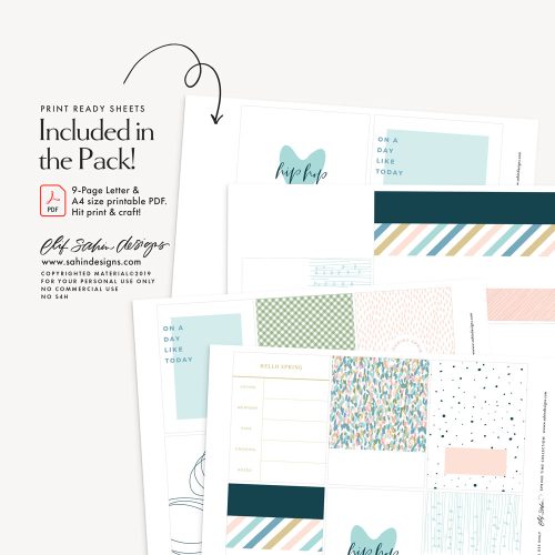 Spring Time Printable Pocket Scrapbook Cards - Elif Sahin Designs