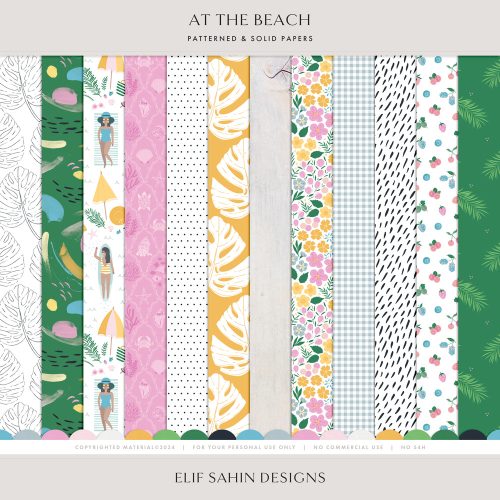 At the Beach Digital Scrapbook Papers - Elif Sahin Designs